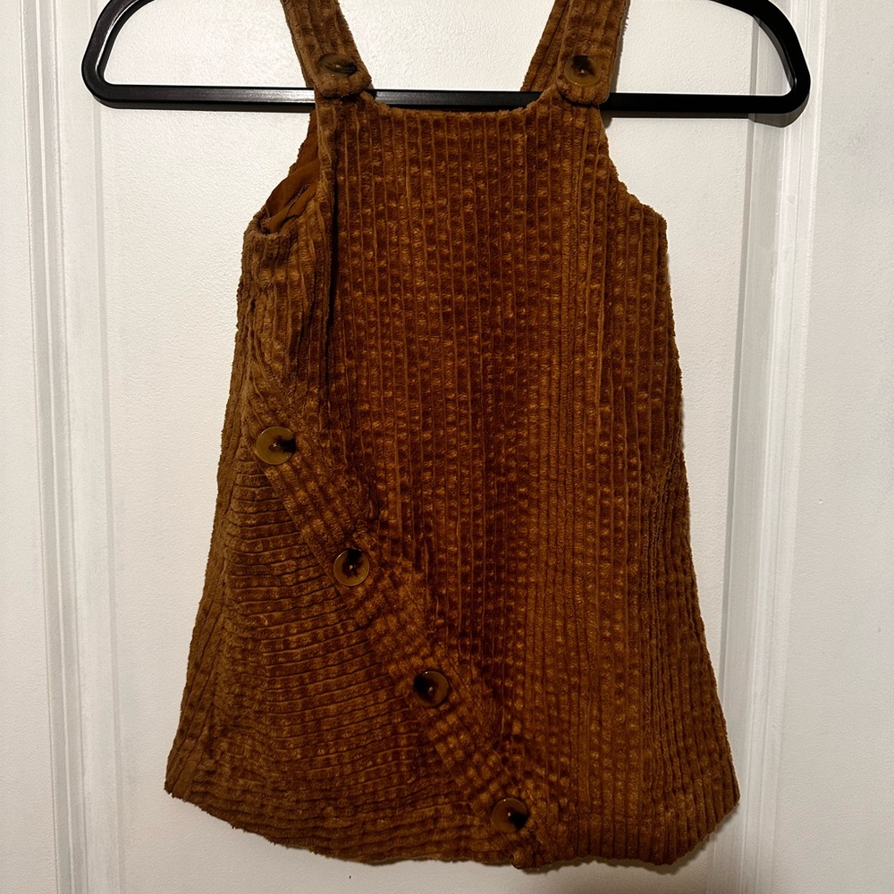 Zara Girls Corduroy Overall Jumper Dress w/ Assym. Buttons - Size 6 - Like New